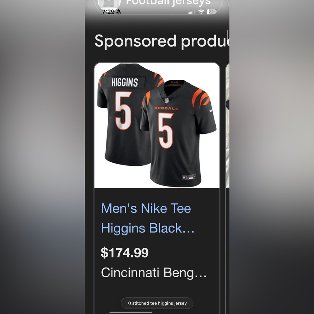 Stitched Black Tee Higgins Jersey